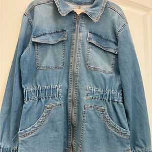 Knox Rose Light Wash Blue Denim Zip Jacket